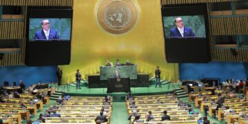 Presidente reafirmó el compromiso de Guatemala de velar por el derecho internacional. /Foto: Kevin Morales