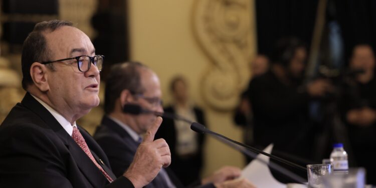 Presidente Alejandro Giammattei durante la Cuarta Reunión Ordinaria del Conadur. /Foto: Gilber García