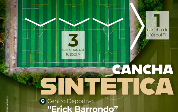 Avanza construcción de cancha sintética en Parque Erick Barrondo