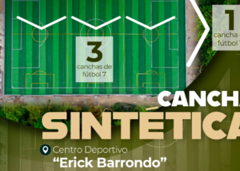 Avanza construcción de cancha sintética en Parque Erick Barrondo