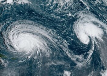 Huracán Lee y tormenta tropical Margot. / Foto: NOAA.