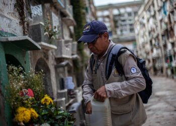 Acciones para la prevención del dengue en cementerios. /Foto: MSPAS