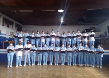 Estudiantes del curso de auxiliares de enfermería en el departamento de Huehuetenango. /Foto: MSPAS