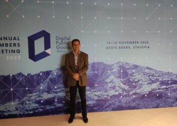 Ingeniero Carmelo Durán en la Reunión Anual de Miembros de la Digital Public Goods Alliance. / Foto: GAE.