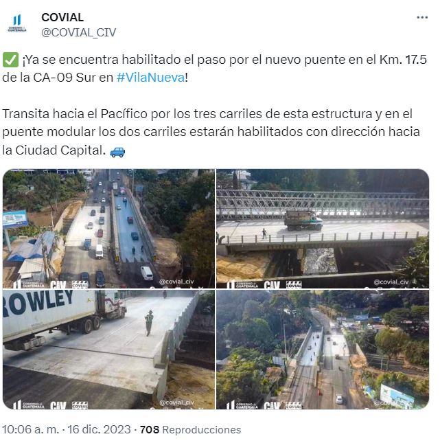 Habilitan nuevo paso en ruta al pacífico