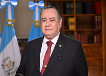 Presidente Giammattei en su mensaje de fin de año. / Foto: Álvaro Interiano.