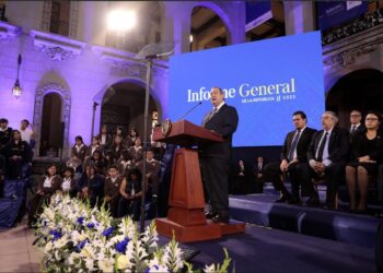 Presidente Alejandro Giammattei presenta el Informe General de la República 2023. / Foto: Gobierno de Guatemala.