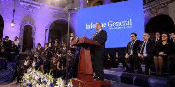 Presidente Alejandro Giammattei presenta el Informe General de la República 2023. / Foto: Gobierno de Guatemala.