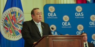 Presidente Alejandro Giammattei en su discurso ante la OEA. / Foto: Gobierno de Guatemala.