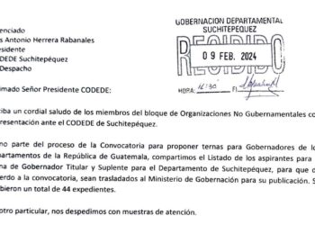 Suchitepéquez recibe 44 expedientes de aspirantes al cargo de gobernador