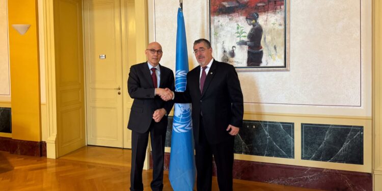 Presidente Arévalo (derecha) junto al comisionado de la ONU, Volker Türk (izquierda). /Foto: