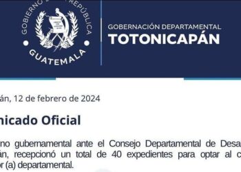 Publican el listado de 40 aspirantes para el cargo de gobernador de Totonicapán