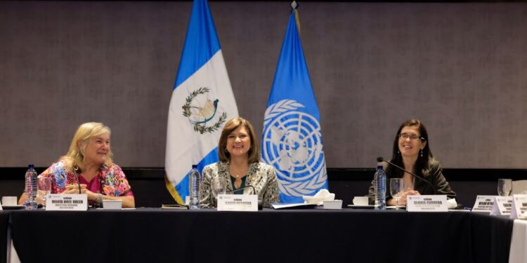 Presidenta en funciones en reunión con funcionarias y ONU Mujeres, / Foto: Gilber García.