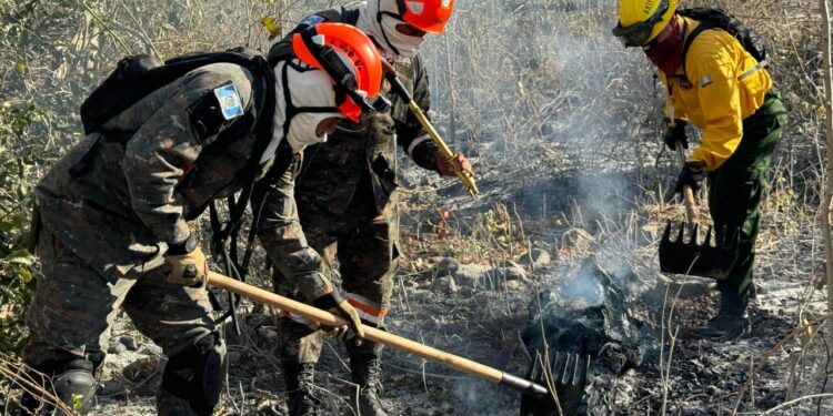 Coordinación y acompañamiento en la lucha contra incendios forestales en Moyuta, Jutiapa
