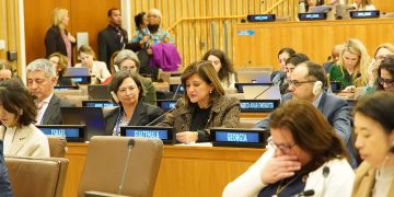 Karin Herrera n la reunión del Consejo de Seguridad sobre Mujeres, Paz y Seguridad. /Foto: Vicepresidencia de la República