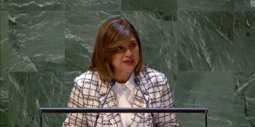 Karin Herrera en la Comisión de la Condición Jurídica y Social de la Mujer de la ONU. /Foto: Captura ONU