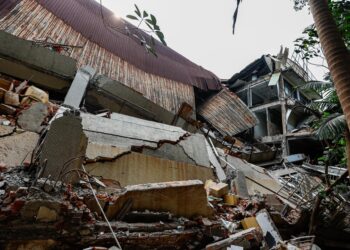 Fábrica colapsada tras terremoto en Nuevo Taipéi, China (Taiwán). / Foto: EFE.