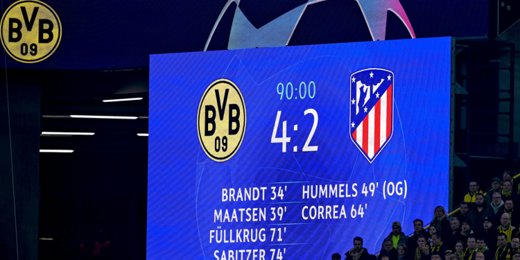 El Atlético se desploma en Alemania y el Borussia Dortmund se mete a semifinales