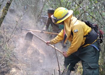 Continúan acciones por incendio forestal en volcán Tajumulco