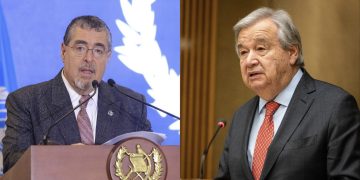 El presidente Arévalo (izquierda) se reunirá con el secretario general de Naciones Unidas, António Guterres. /Foto: AGN.