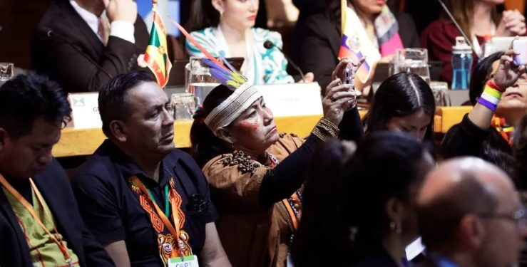 Indígenas de América se reúnen en la XVII Asamblea General Ordinaria del Fondo para el Desarrollo de los Pueblos Indígenas de América Latina y el Caribe, que se lleva a cabo en Caracas, Venezuela.