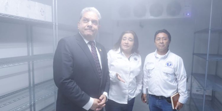 El ministro de Salud, Oscar Cordón, hace un recorrido por las instalaciones del Programa de Inmunizaciones de esa cartera.