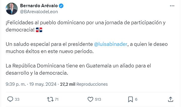 Redes oficiales del presidente Bernardo Arévalo.
