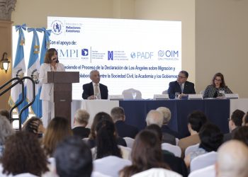 Karin Herrera en el acto de inauguración del evento paralelo Mejorar el proceso de la Declaración de Los Ángeles sobre Migración y Protección. /Foto: Gilber García