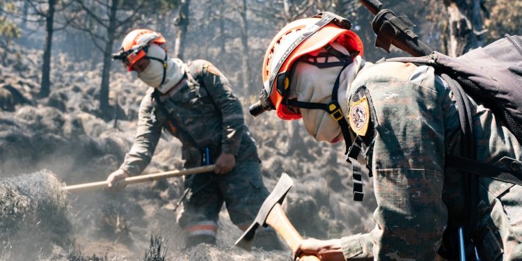 Reservistas y soldados trabajan para combatir los incendios. /Foto: Libertad Garrido.