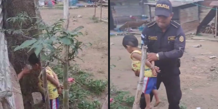 PNC y PGN rescatan a un niño de 3 años que estaba atado con alambre y tenía señales de violencia