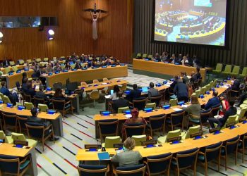 El presidente Arévalo encabezó la reunión de la Comisión de Consolidación de la Paz de las Naciones Unidas. /Foto: ONU.