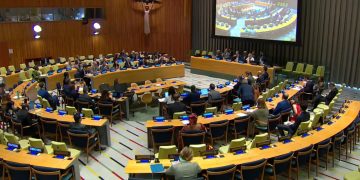 El presidente Arévalo encabezó la reunión de la Comisión de Consolidación de la Paz de las Naciones Unidas. /Foto: ONU.