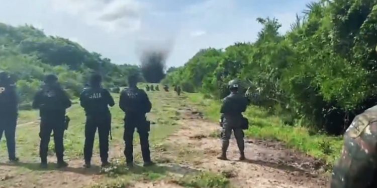 Destruyen pistas clandestinas en San Marcos. /Foto: Mingob.