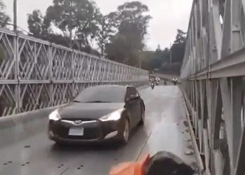 Puente provisional fue habilitado en el kilómetro 17.5 jurisdicción de Villa Nueva. /Foto: Tránsito Villa Nueva.