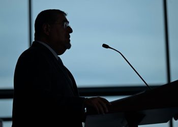 Presidente Bernardo Arévalo habla sobre la corrupción que ha dañado el país. / Foto: Álvaro Interiano.