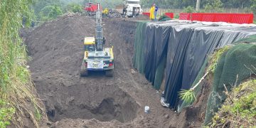 Avanzan trabajos en el kilómetro 83.5 de la RN 14 jurisdicción de San Juan Alotenango