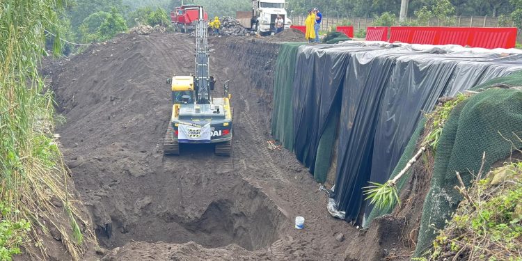 Avanzan trabajos en el kilómetro 83.5 de la RN 14 jurisdicción de San Juan Alotenango