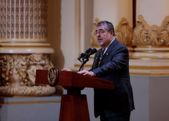 El presidente Bernardo Arévalo, durante conferencia de prensa sobre la negativa del Congreso a aprobar el estado de calamidad.