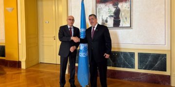 El presidente Bernardo Arévalo, durante su visita a la Oficina del Alto Comisionado de la ONU para los Derechos Humanos, en Ginebra, en febrero pasado.