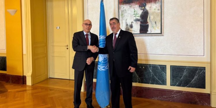 El presidente Bernardo Arévalo, durante su visita a la Oficina del Alto Comisionado de la ONU para los Derechos Humanos, en Ginebra, en febrero pasado.