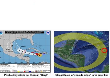 Huracán Beryl se desplaza a 32 k/h con dirección a Yucatán, México