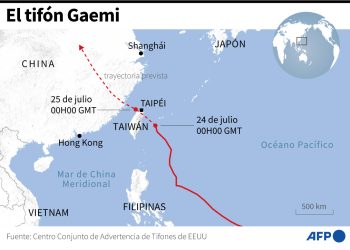 Tifón Gaemi se dirige a China. / Imagen: Barron´s.