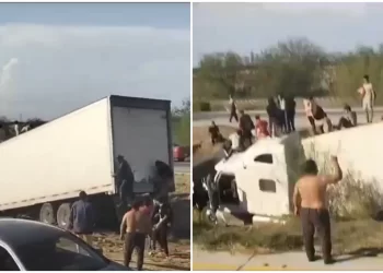 Tráiler con migrantes se accidentó en Sonora, México. / Foto Reporte Indigo.