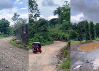 La obra de pavimentación quedó inconclusa en la aldea San Miguel Las Flores, Catarina, San Marcos. /Foto: Mides.