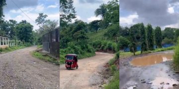 La obra de pavimentación quedó inconclusa en la aldea San Miguel Las Flores, Catarina, San Marcos. /Foto: Mides.