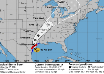 Beryl retomará su fuerza y golpeará Texas como huracán.