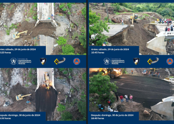 Los trabajos realizados por el Gobierno de Guatemala permitieron habilitar el paso por el puente El Colorado en dos días.