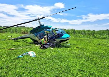 El helicóptero sobrevolaba el ingenio Pantaleón. /Foto: DGAC.