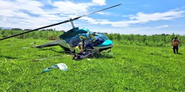 El helicóptero sobrevolaba el ingenio Pantaleón. /Foto: DGAC.