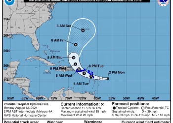 Tormenta tropical Ernesto. / Foto: EFE.